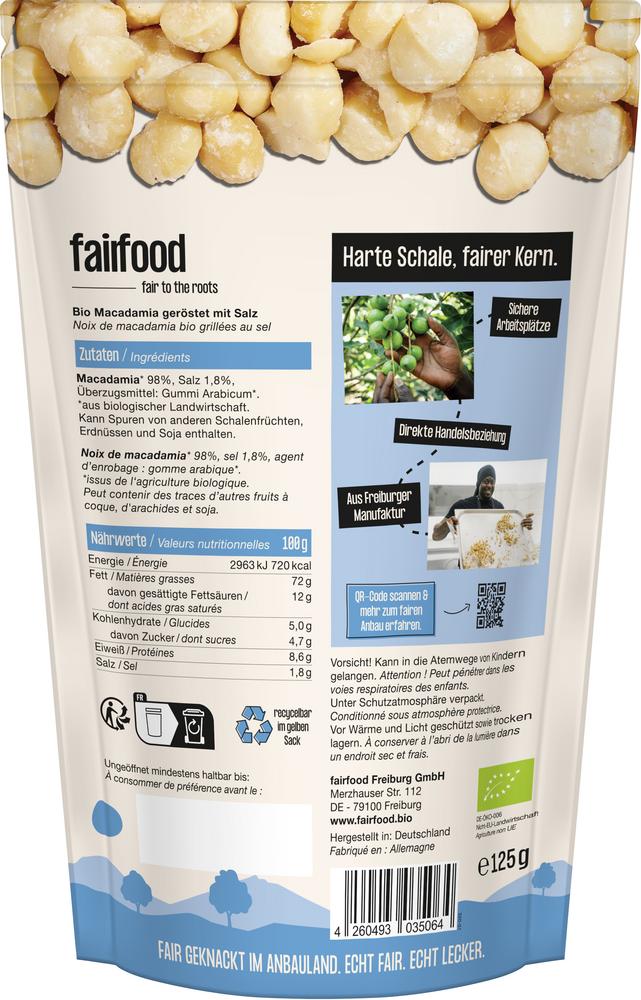 Macadamia geröstet & gesalzen Doypack 125 g