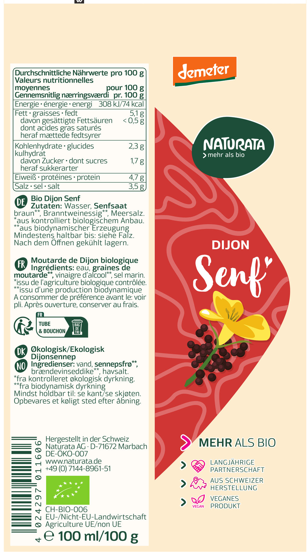 Dijon-Senf demeter  Tube 100 ml
