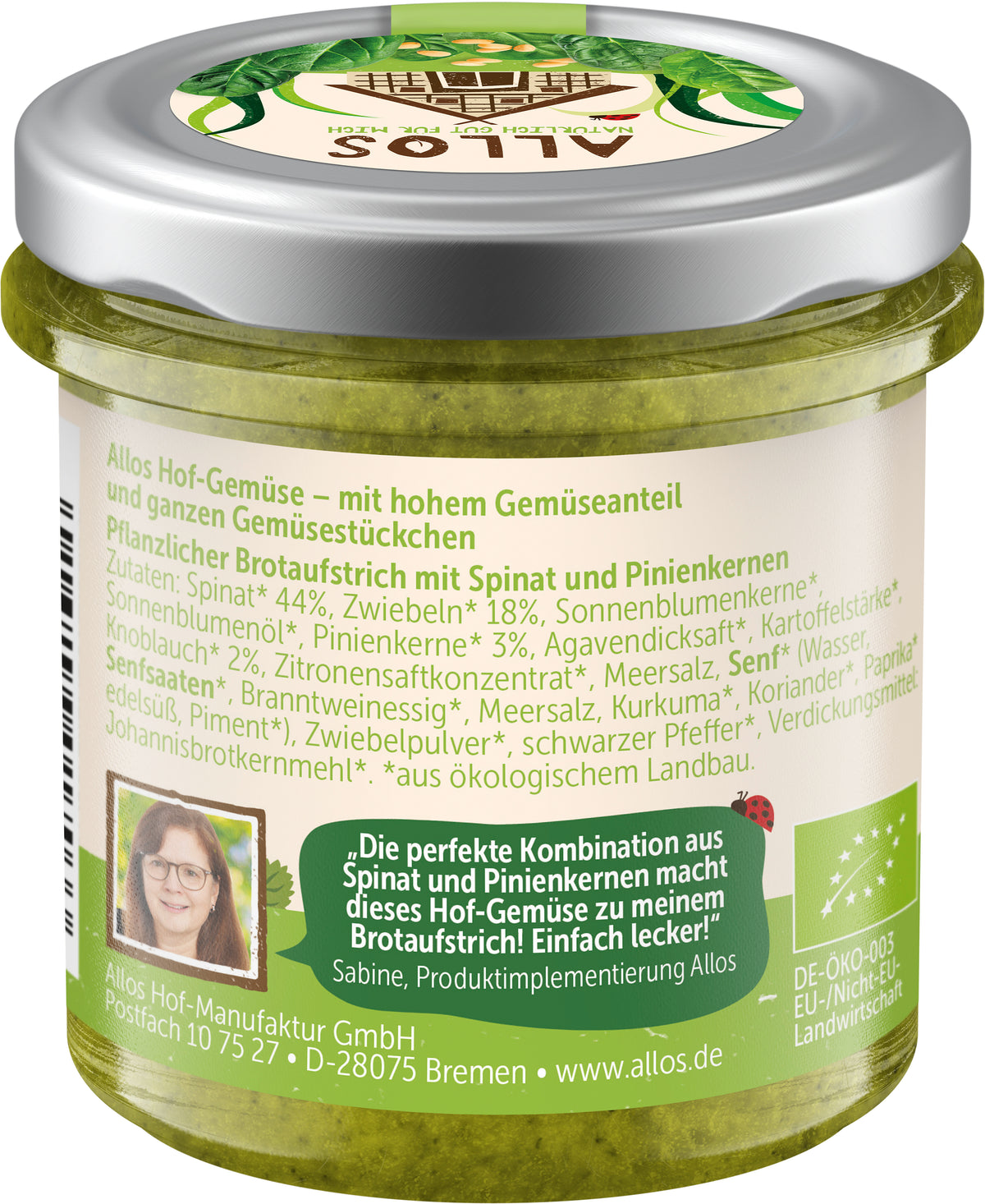 Hofgemüse Sabines Spinat Pinienkerne 135 g