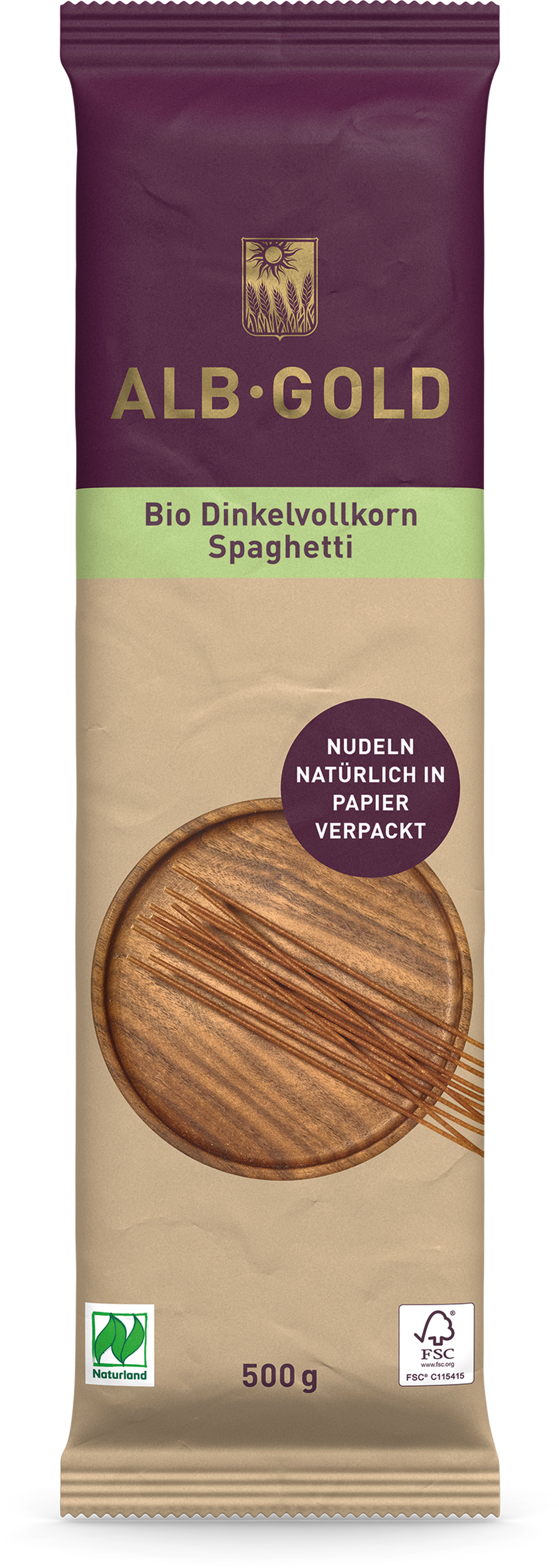 Spaghetti VK-Dinkel  Papierverpackung 500 g