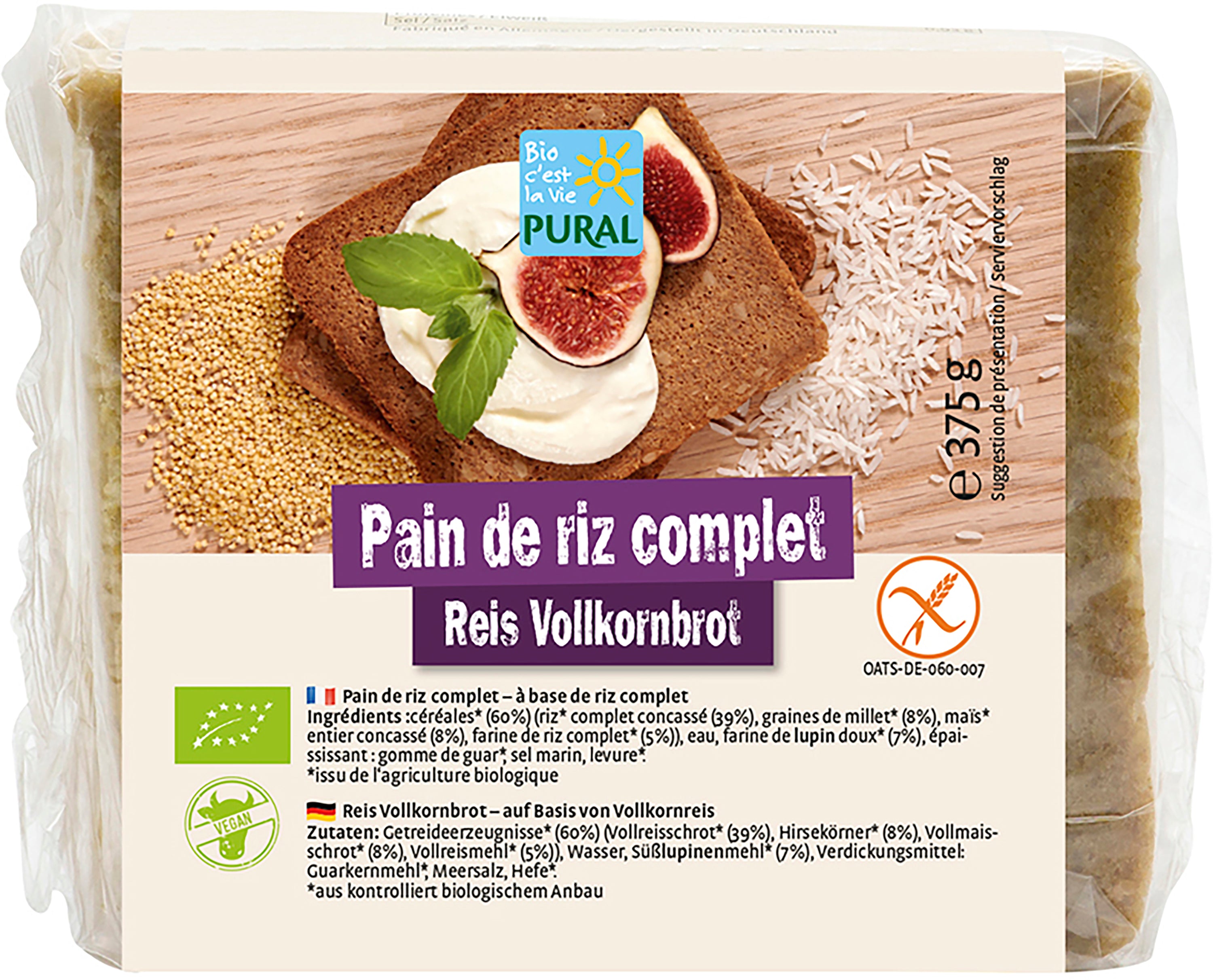 Reis Vollkornbrot glutenfrei 375 g