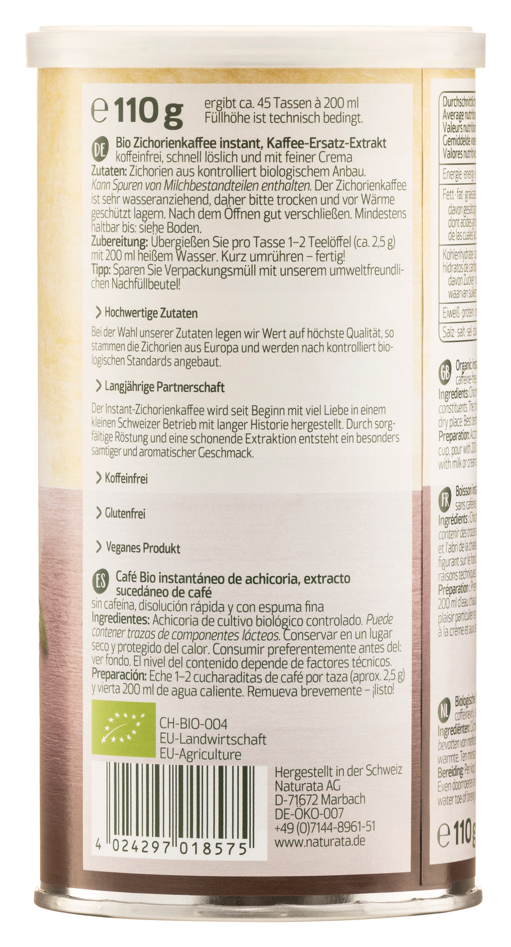 Zichorienkaffee Instant Dose 110 g