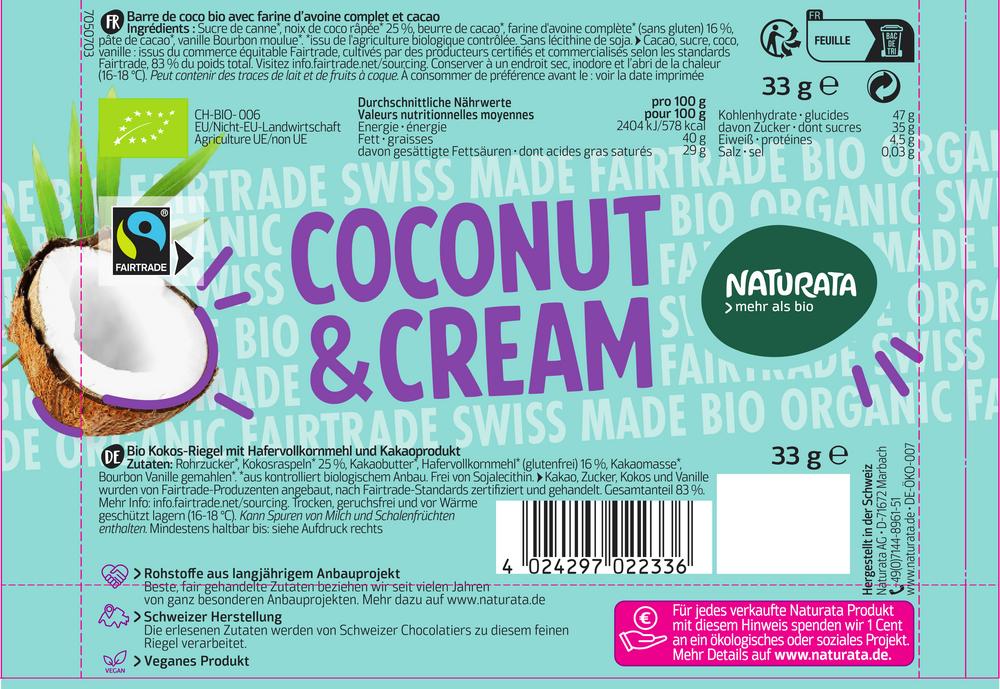 Schokoriegel Coconut & Cream 33 g