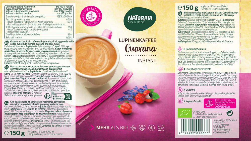 Lupinenkaffee Instant Guarana Dose 150 g