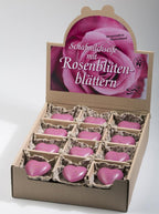 Schafmilchseife Herz pink mit Rosenblütenblättern 65 g