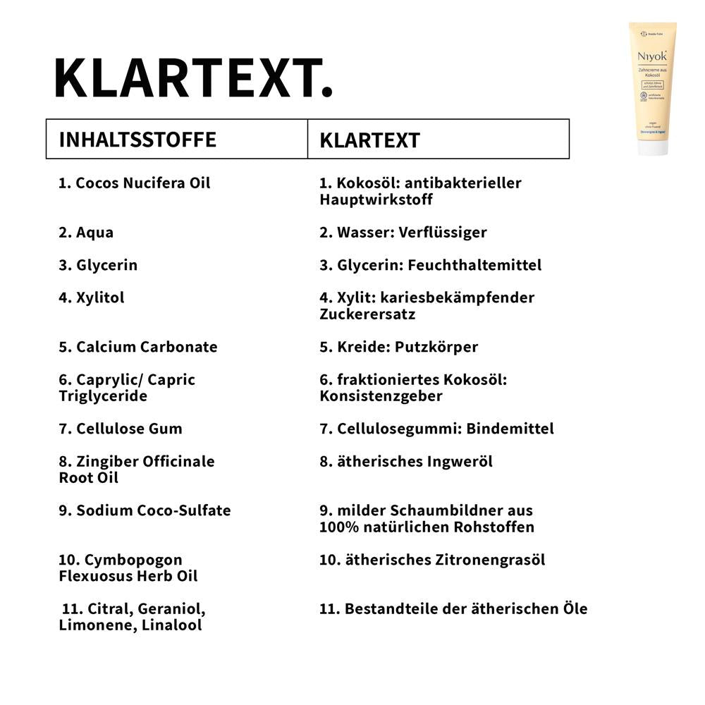 Zahncreme aus Bio-Kokosöl Zitronengras & Ingwer 75 ml