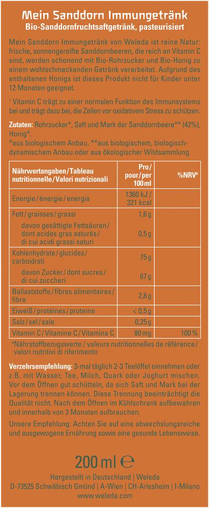 Mein Sanddorn Immungetränk 200 ml