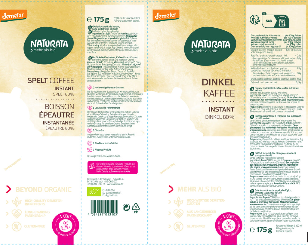 Dinkelkaffee Instant NFP demeter 175 g