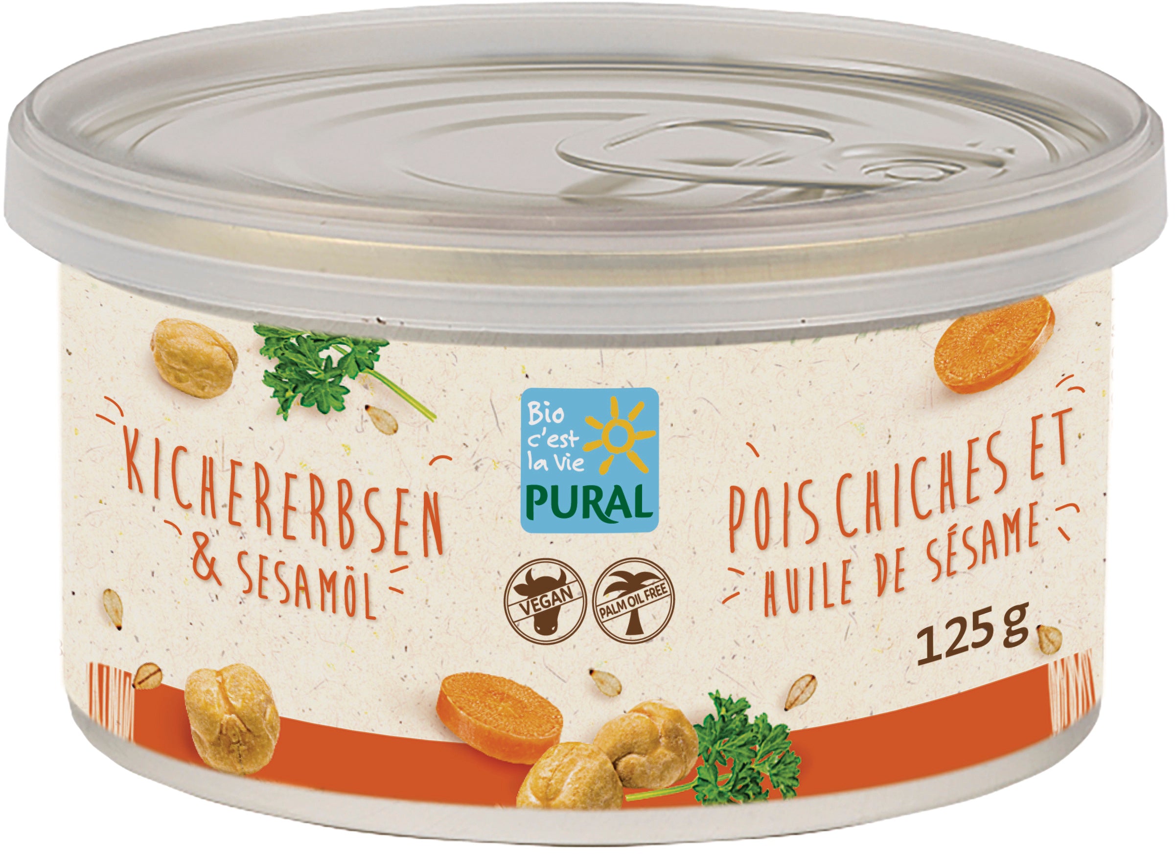 Pflanzlicher Aufstrich Kichererbsen&Sesamöl palmölfrei 125 g
