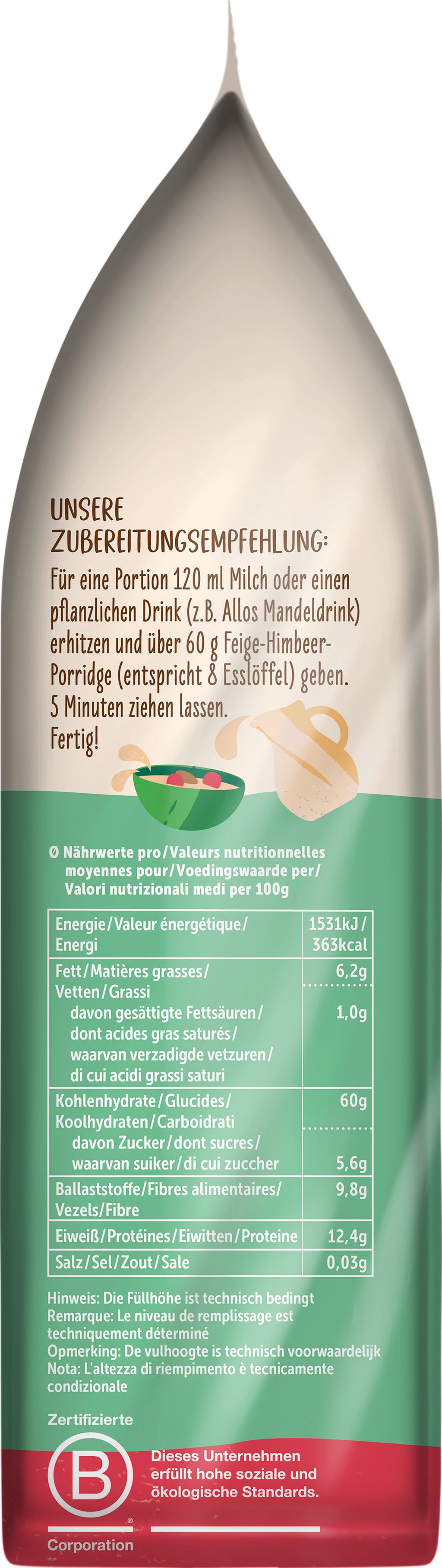Der Ungesüßte Feige-Himbeer-Brei 500 g
