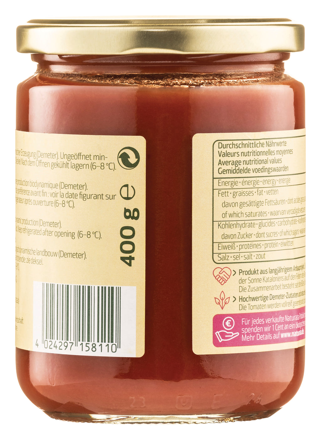 Tomatenpüree demeter Glas 400 g