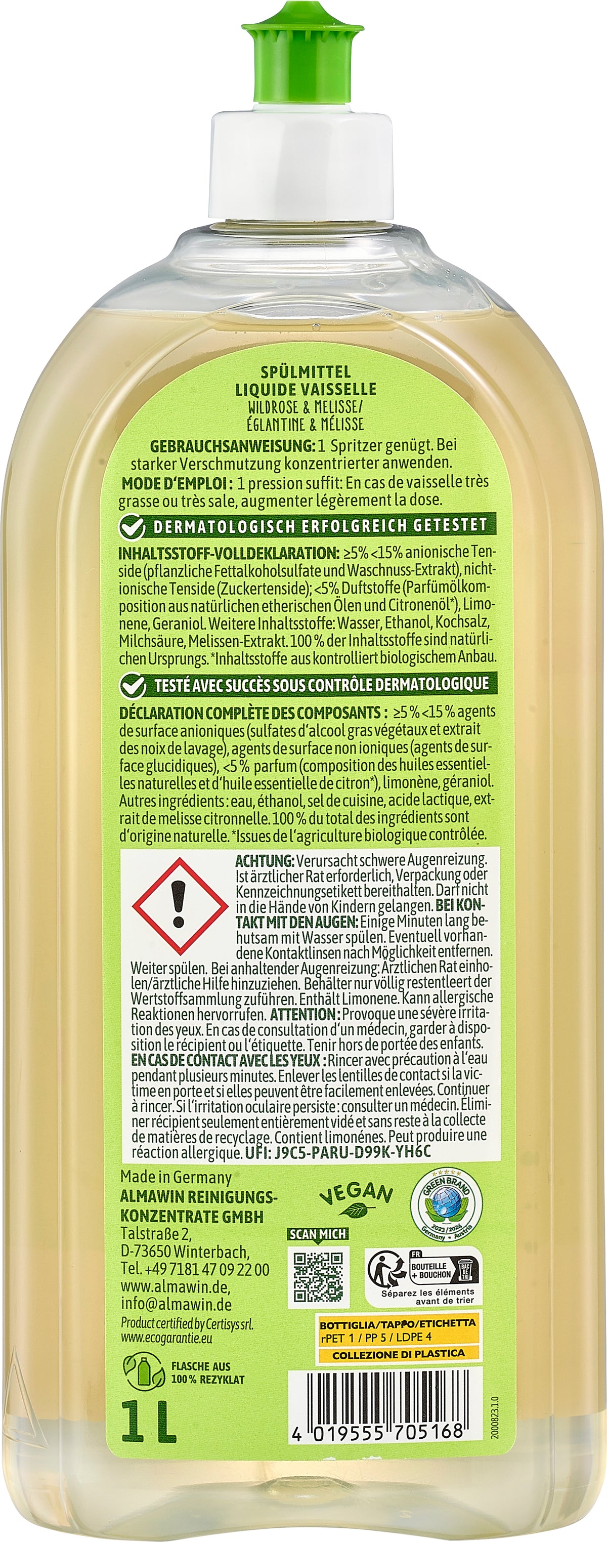 Spülmittel Wildrose Melisse 1 l