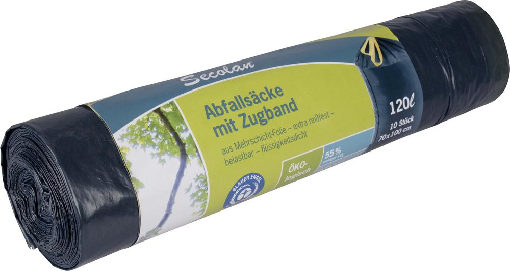 Secolan Mülleimerbeutel mit Zugband 120 ltr 10 Stü 1 Stk