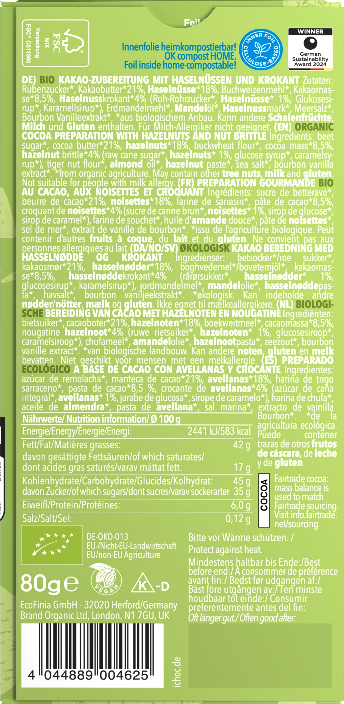 iChoc Crunchy Hazelnut 80 g