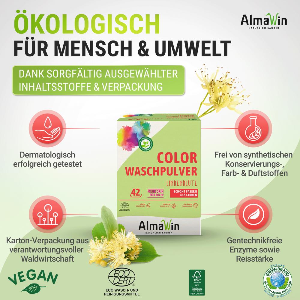 COLOR Waschpulver Lindenblüte 64 Waschgänge 2 kg
