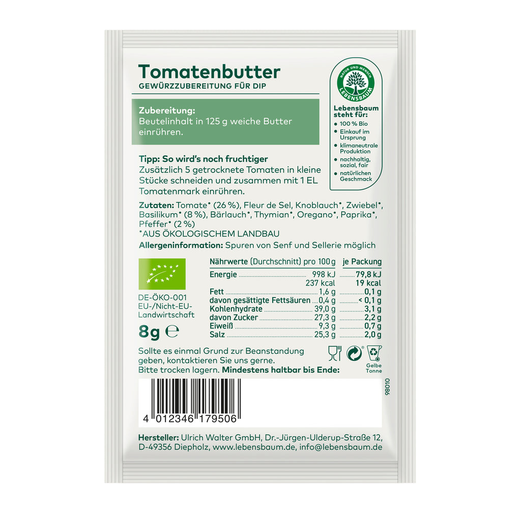 Würzmischung für Dips Tomatenbutter Tüte 8 g