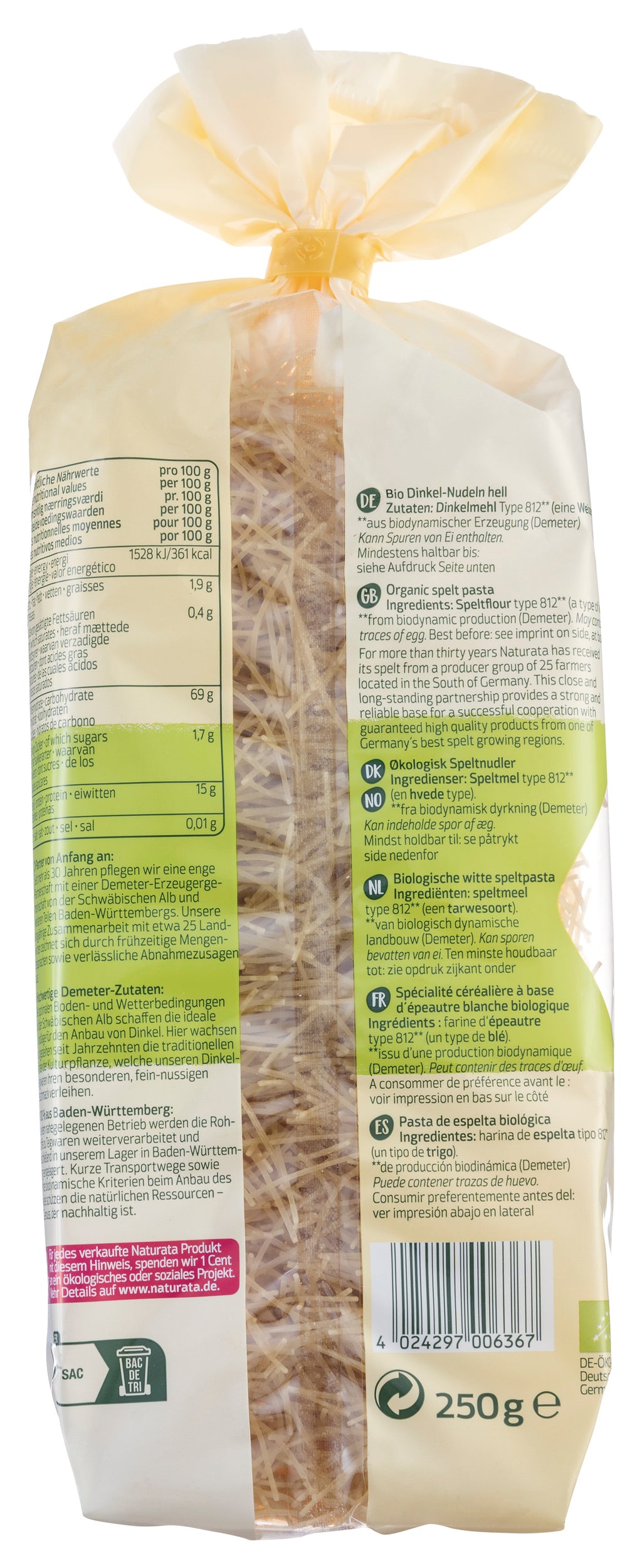 Fadennudeln Dinkel-hell demeter 250 g