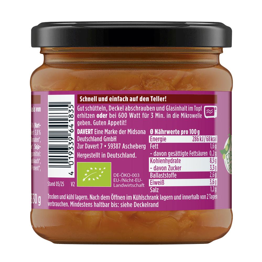 Veggie Gulasch mit Gnocchi Nudeln im Glas 330 g