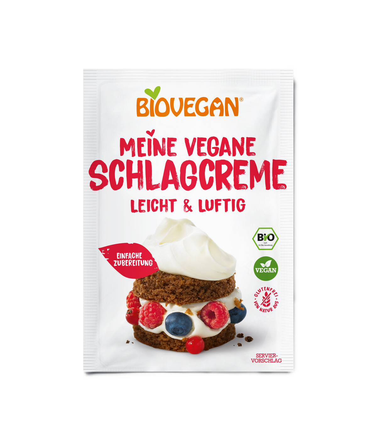 Schlagcreme Pulver kompostierbare Verpackung 54 g