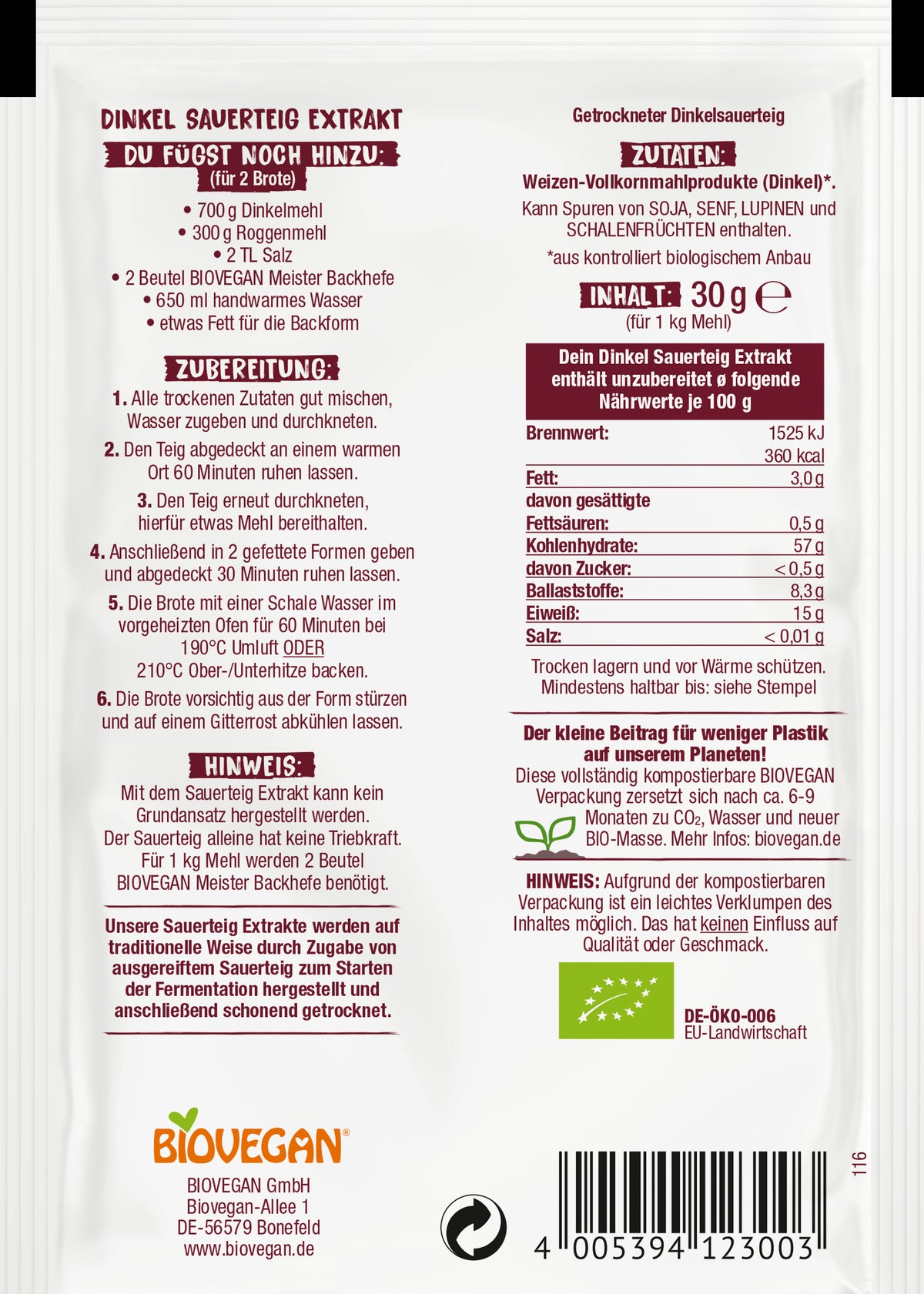 Dinkel-Sauerteig Extrakt 30 g