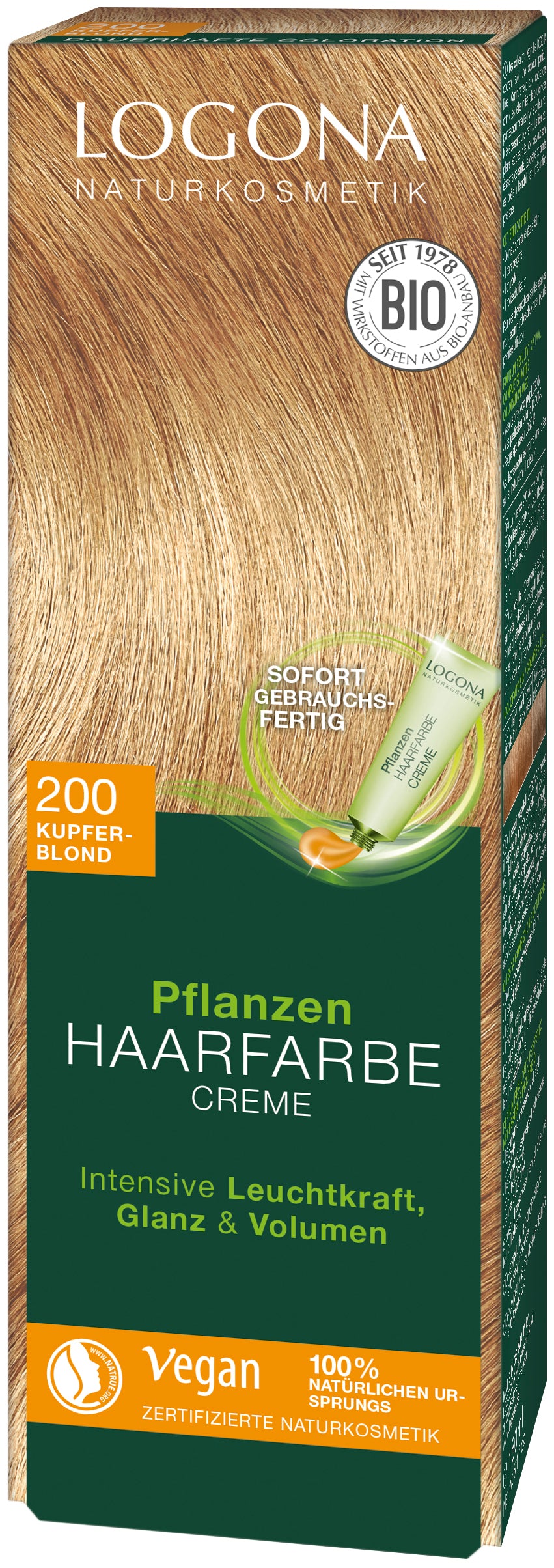 Pflanzen Haarfarbe Creme 200 kupferblond 150 ml