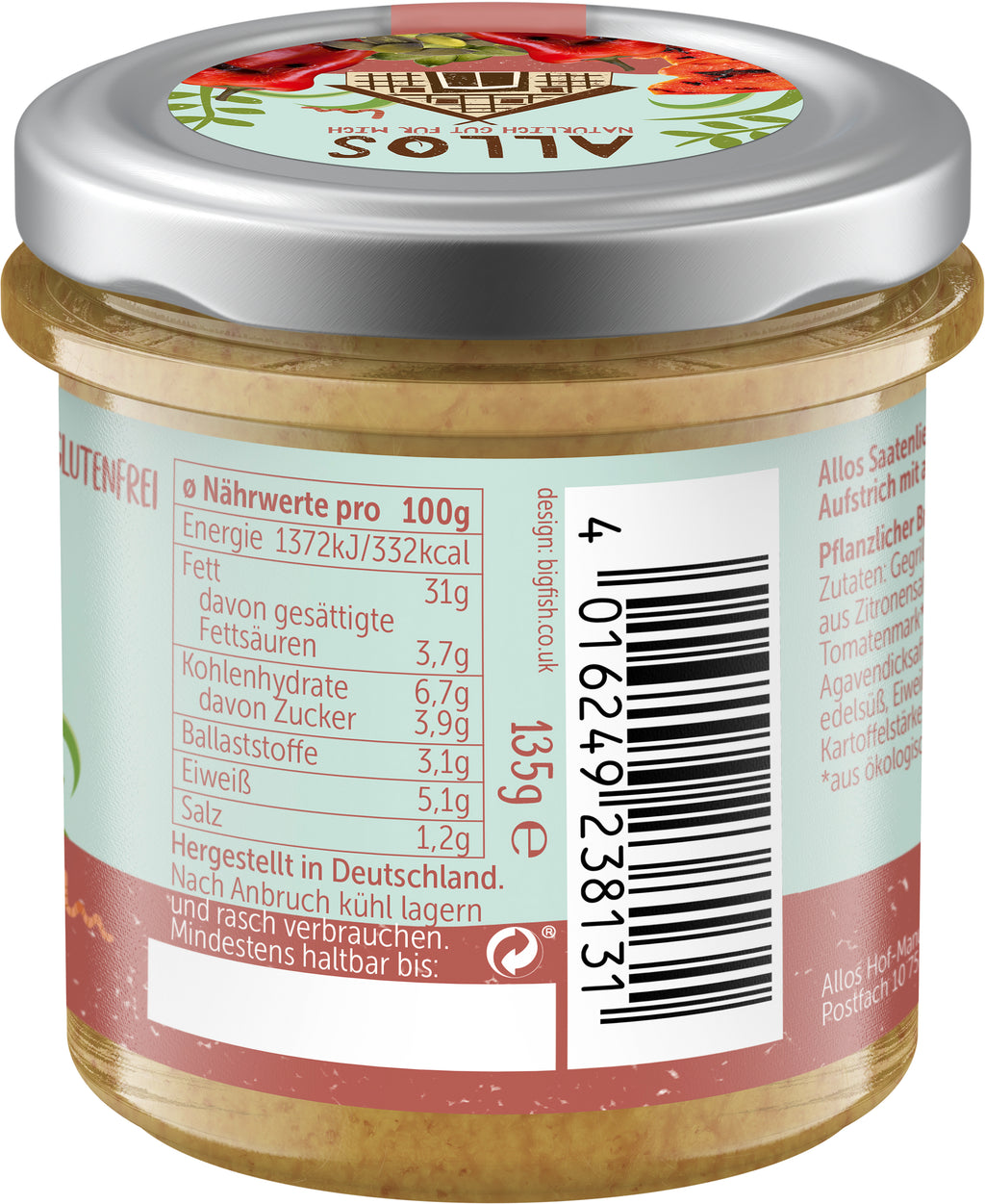 Saatenliebe-Brotaufstrich Kürbiskerne gegril.Papri 135 g