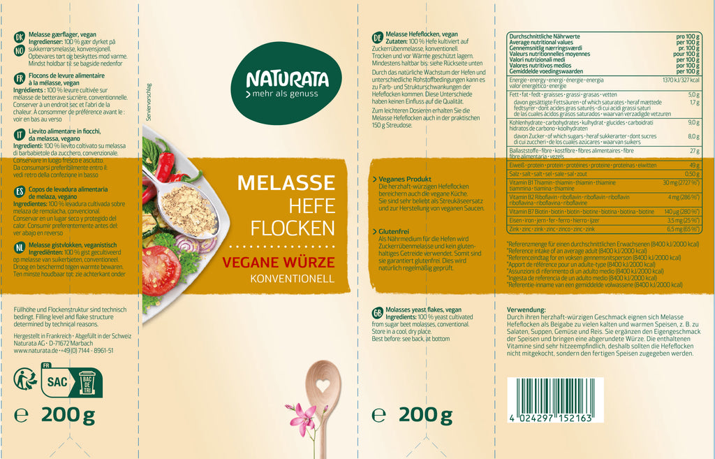 Melasse-Würzhefeflocken NFB 200 g