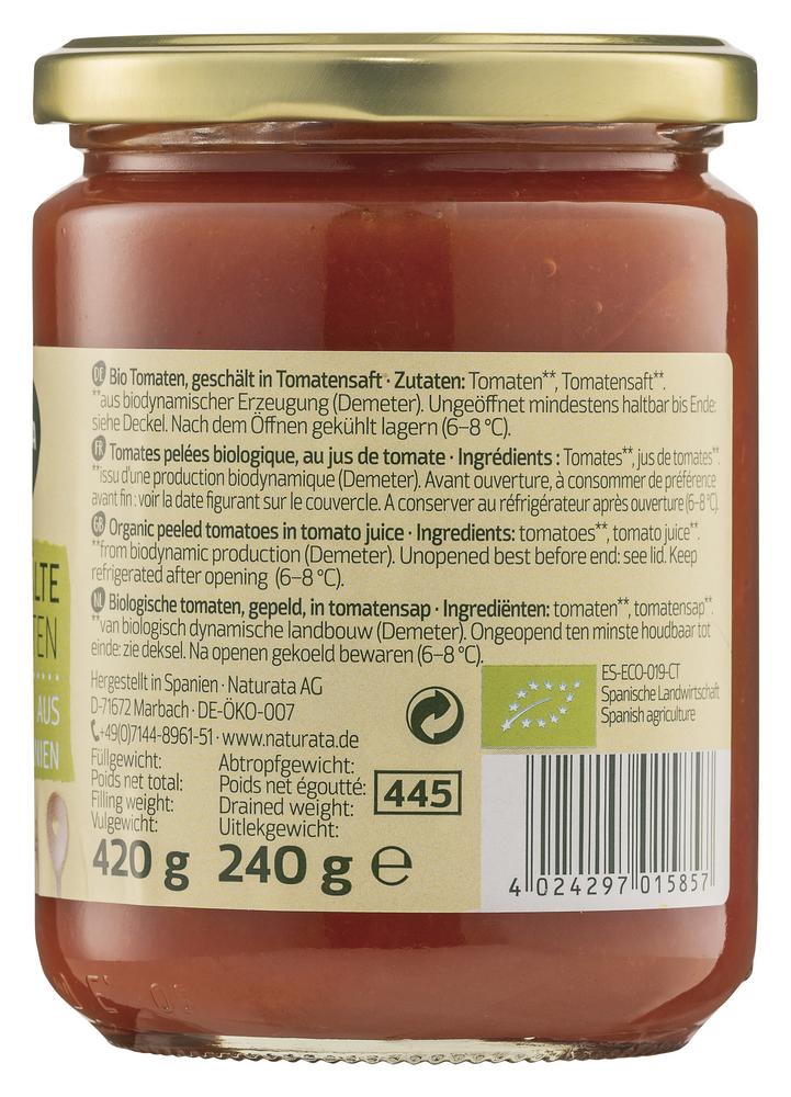 Tomaten geschält in Tomatensaft demeter 420 g
