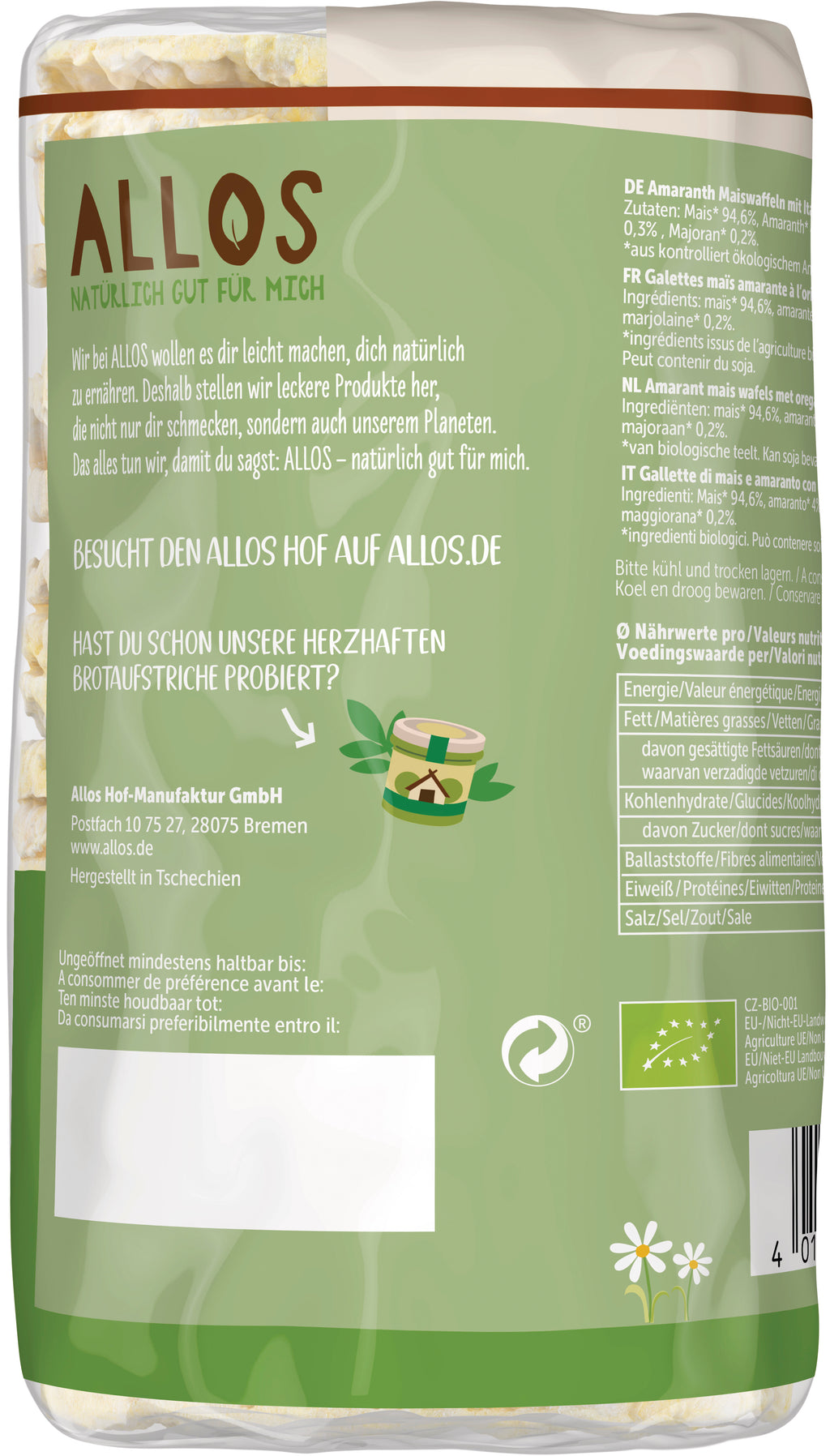 Amaranth Maiswaffeln Italienische Kräuter 115 g