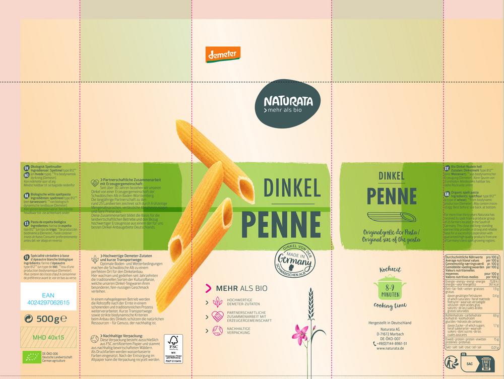 Penne Dinkel-hell demeter 500 g