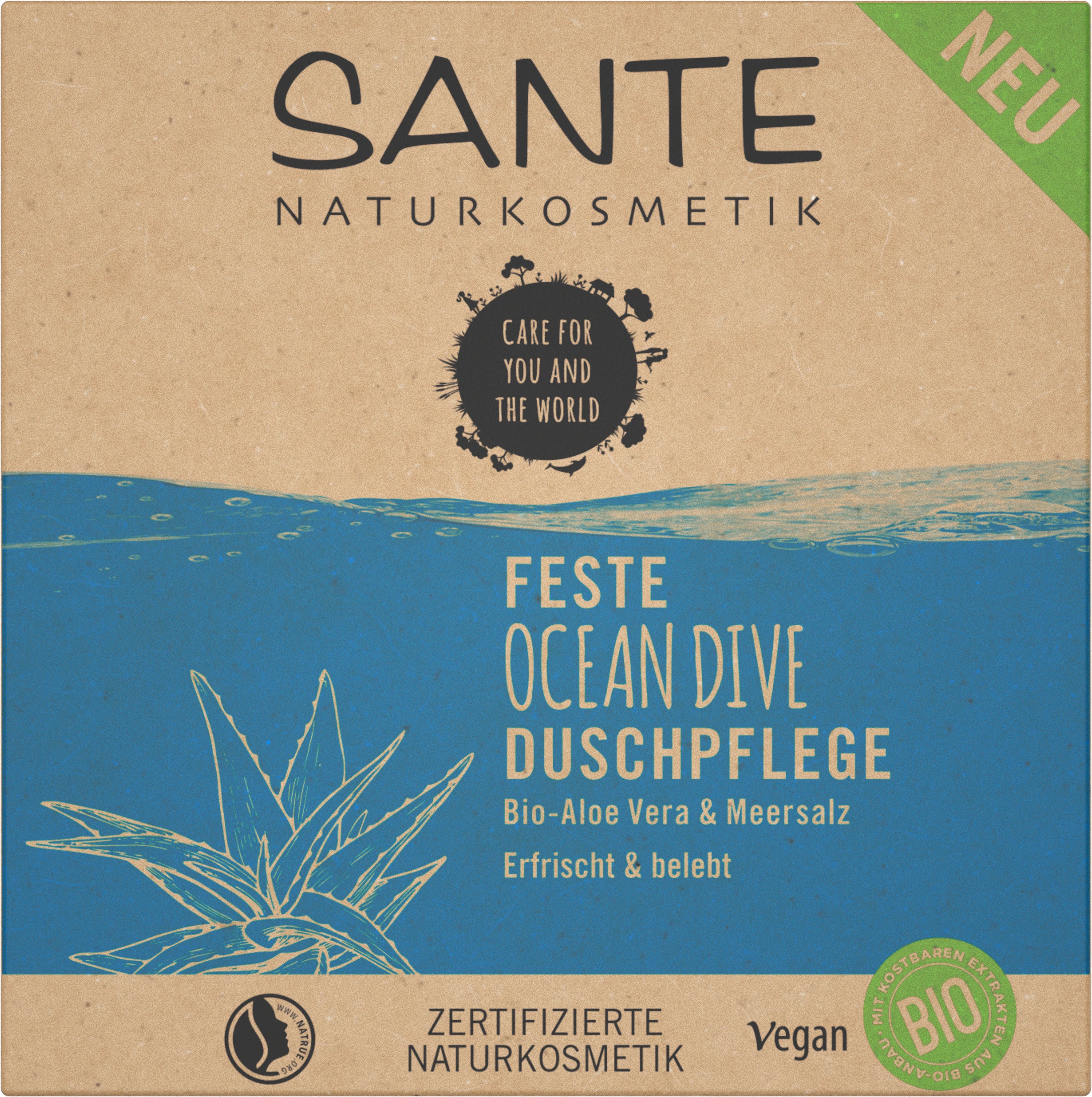 Feste Duschpflege Ocean Dive Bio-Aloe Vera & Meers 80 g