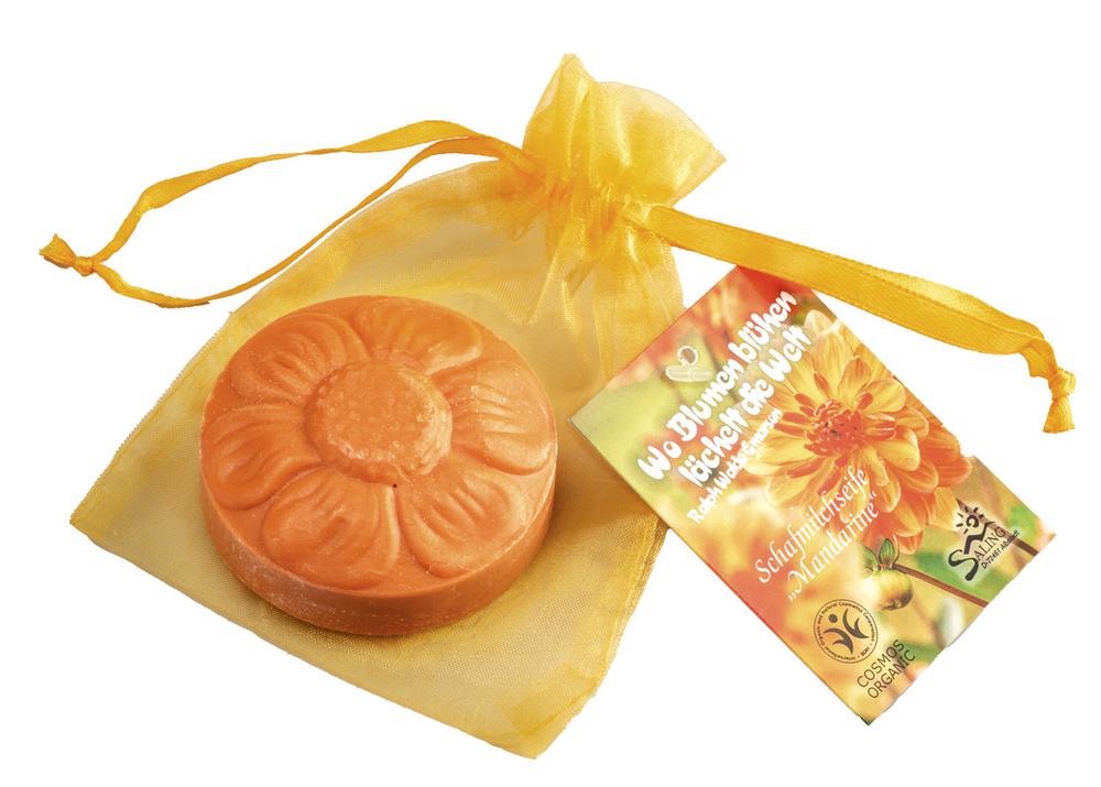 Schafmilchseife Blume Mandarine im Organzasäckchen 75 g