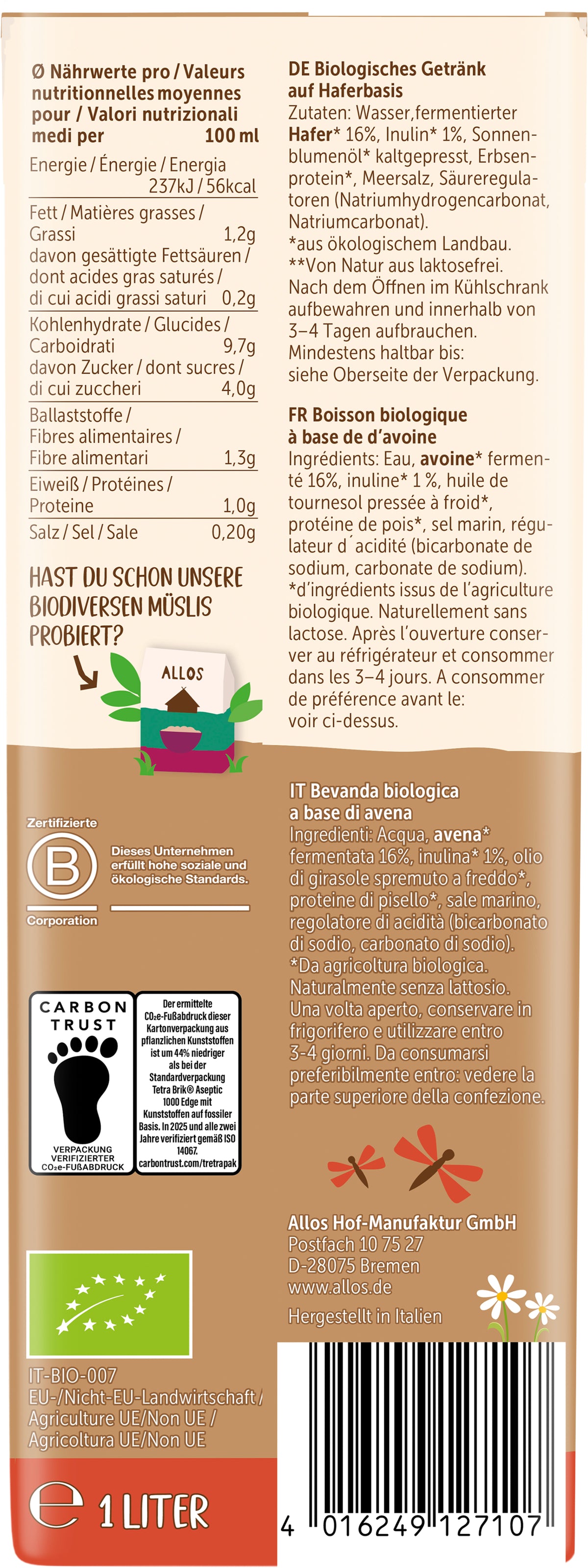 Hafer Barista Drink 1 l