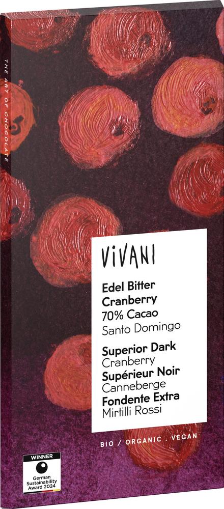 Edel Bitter Cranberry Schokolade 70% Cacao Santo D 80 g