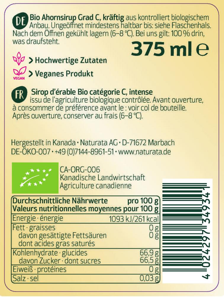 Ahornsirup Grad C 375 ml