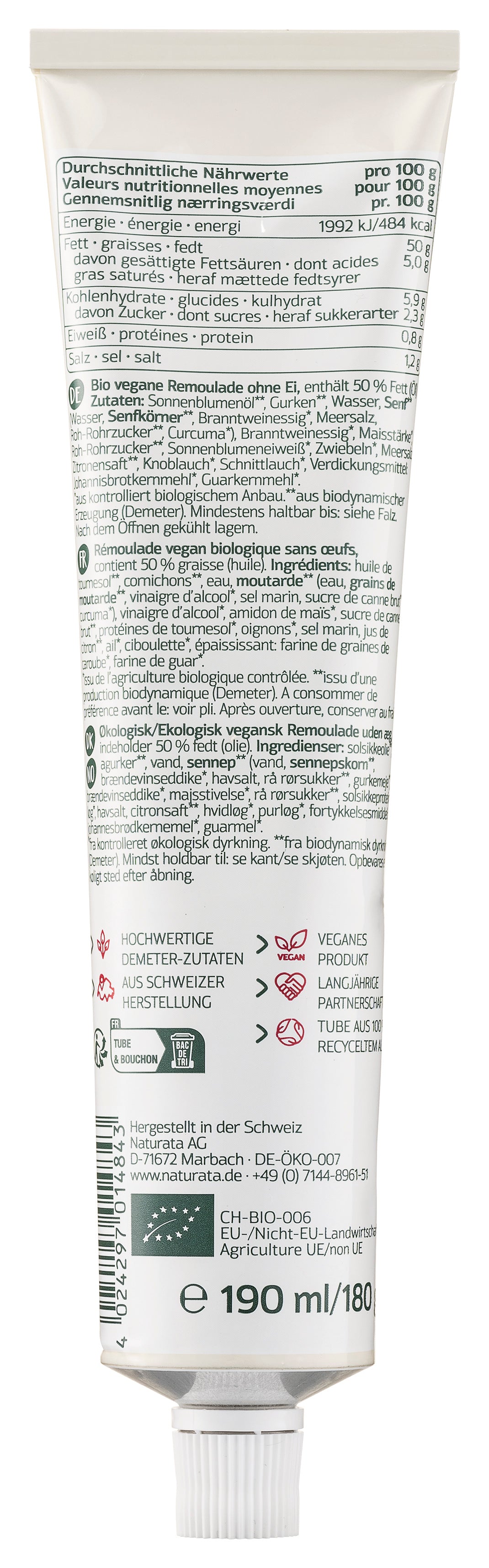 Vegane Remoulade demeter Tube 190 ml