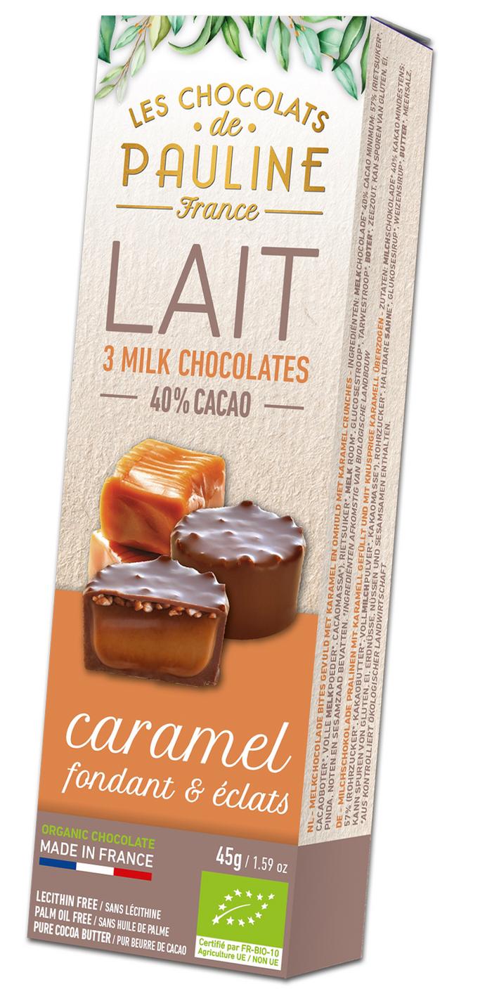 Milk chocolate bites filled & covered with caramel 45 g