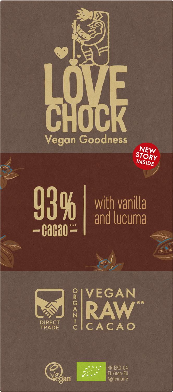 Lovechock Tafel 93% Kakao mit Vanille und Lucuma 70 g