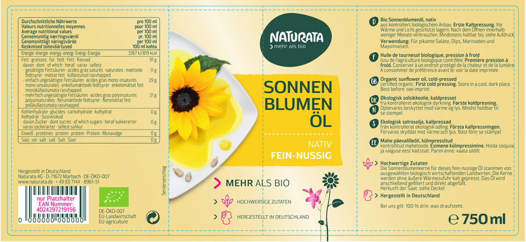 Sonnenblumenöl nativ 750 ml