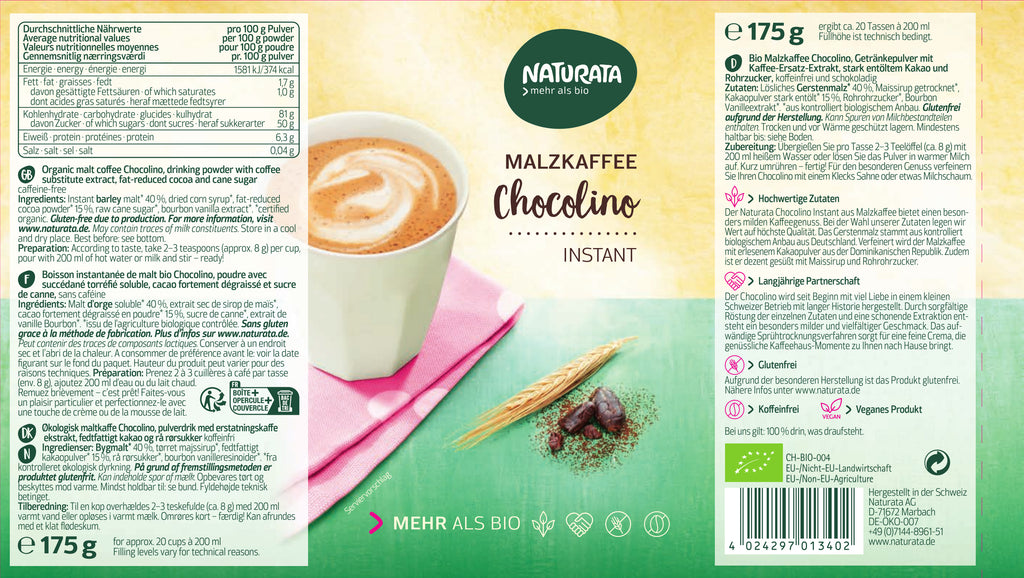 Chocolino Malzkaffee Instant 175 g