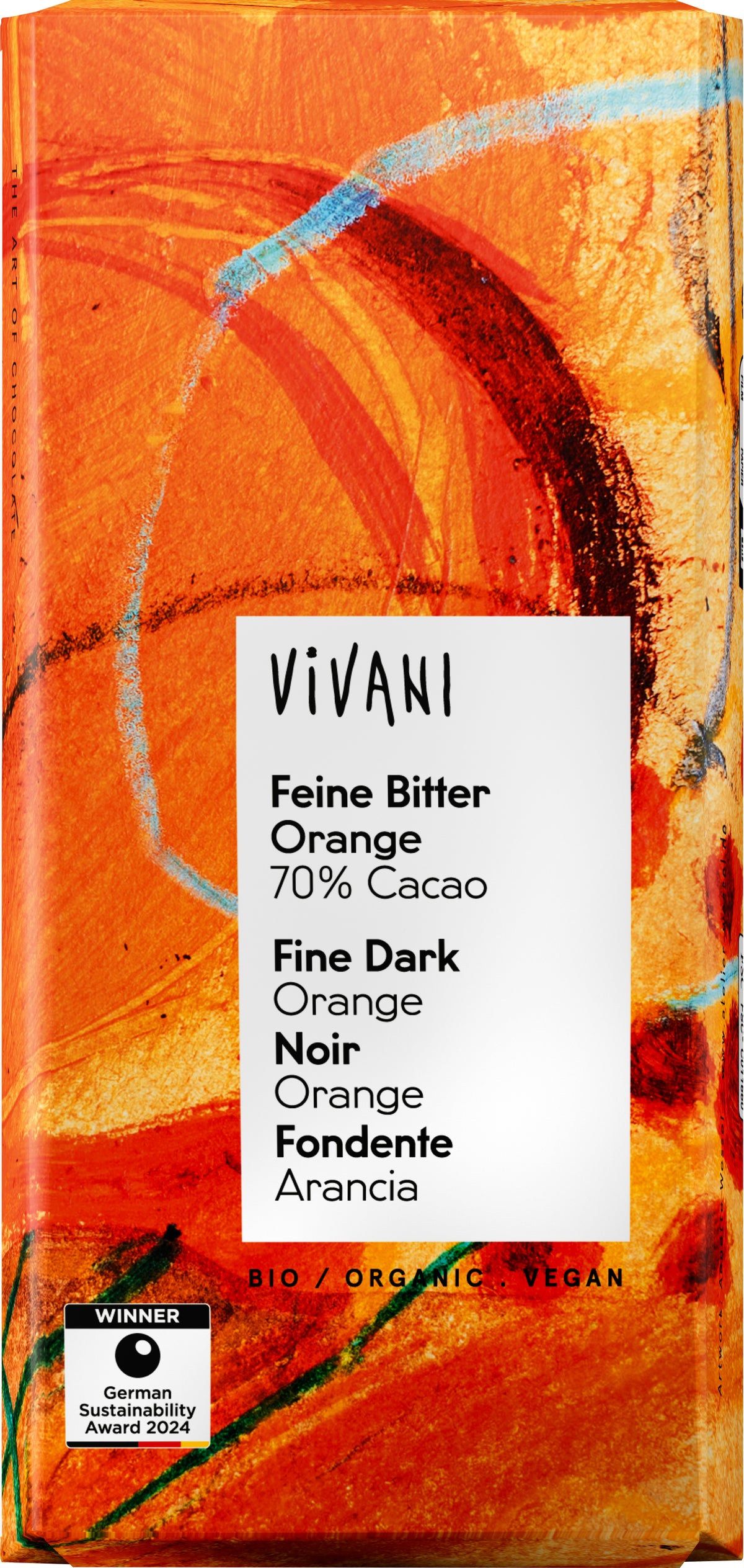 Feine Bitter Orange Schokolade 70% Cacao 80 g
