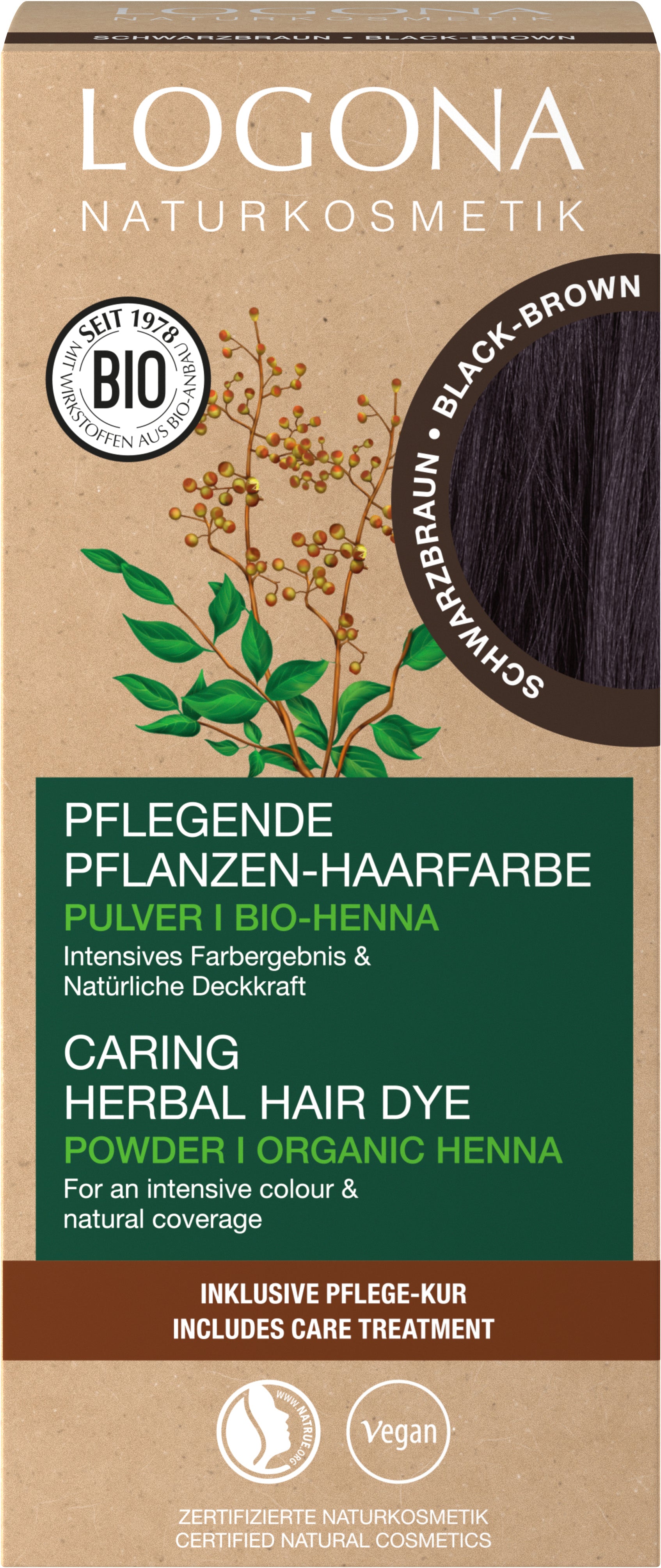 Pflegende Pflanzen-Haarfarbe Pulver 11 Schwarzbrau 100 g
