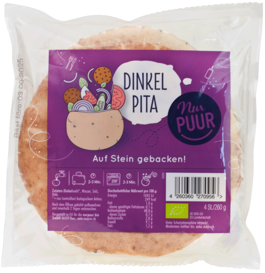 Dinkel Pita 4 Stück 260 g