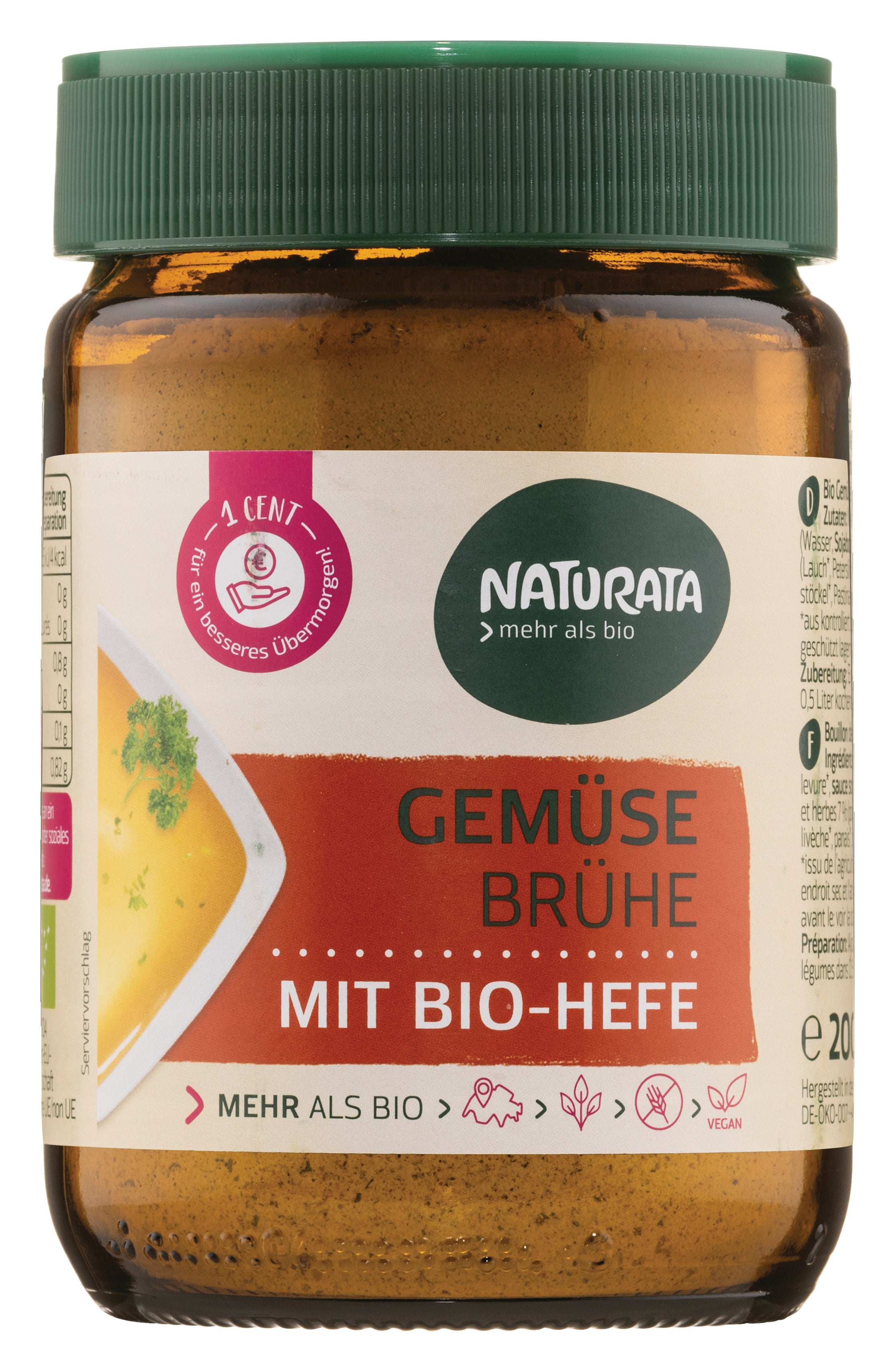 Gemüsebrühe mit Bio-Hefe Glas 200 g