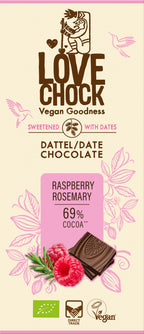 Raspberry Rosemary 69% Kakao - sweetened with date 70 g