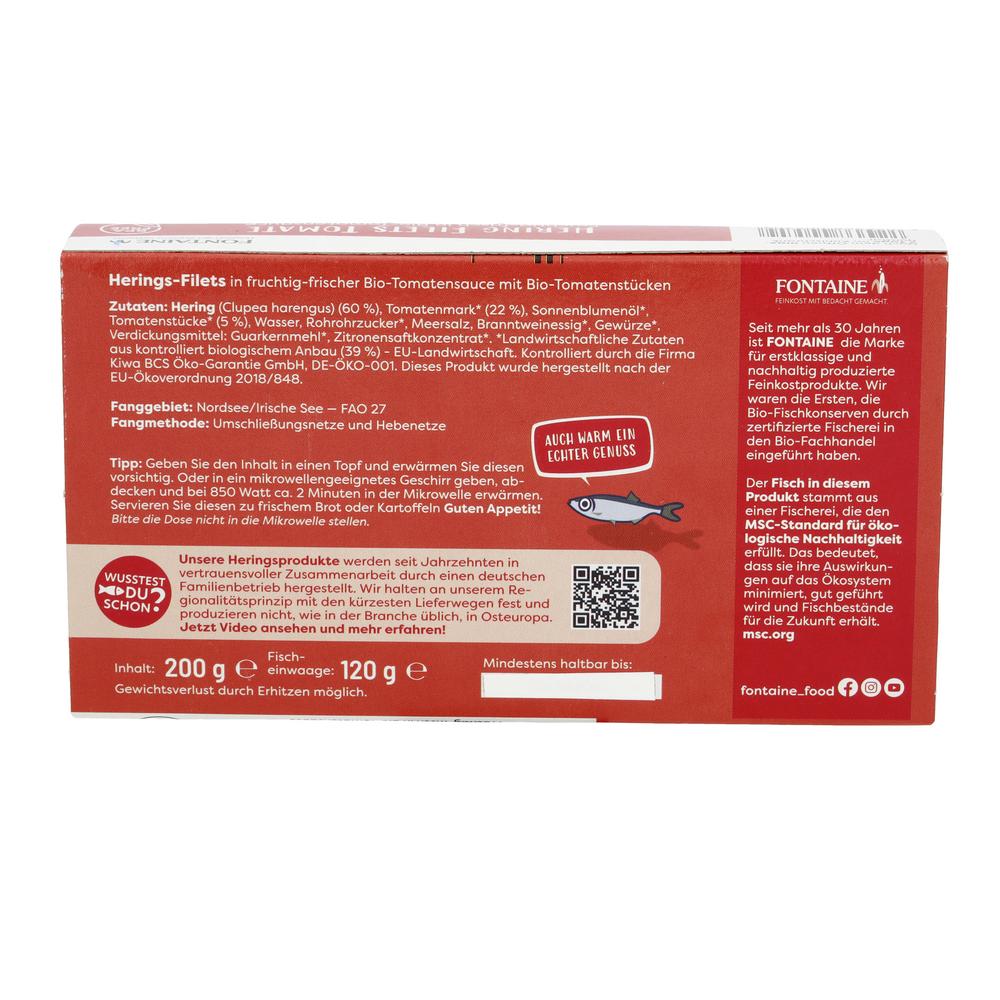 Zartes Heringsfilet in Bio-Tomatencreme 200 g