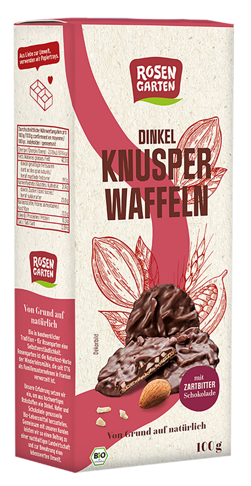Dinkel-Knusperwaffeln Zartbitterschokolade 100 g