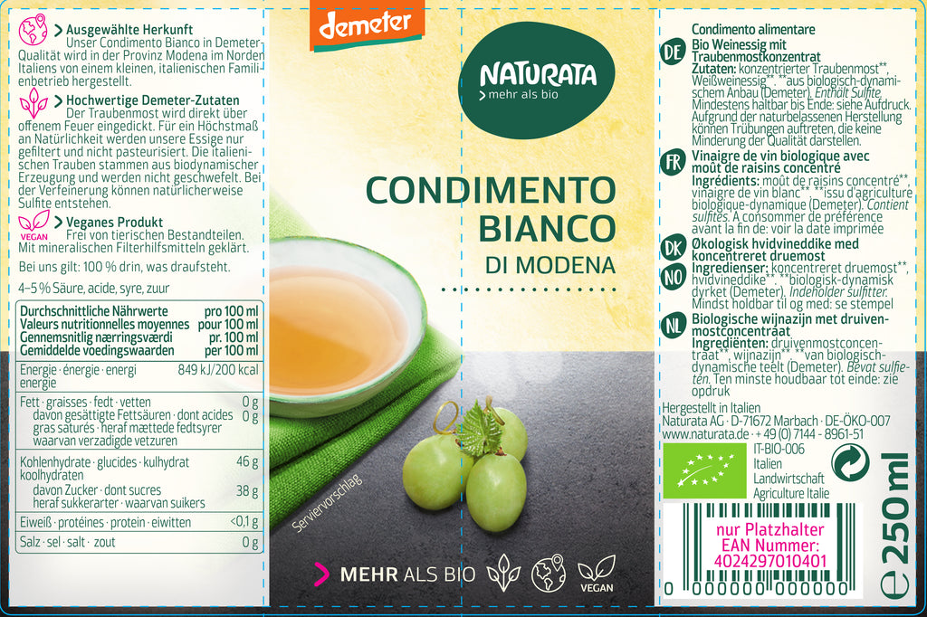 Condimento Bianco  demeter 250 ml