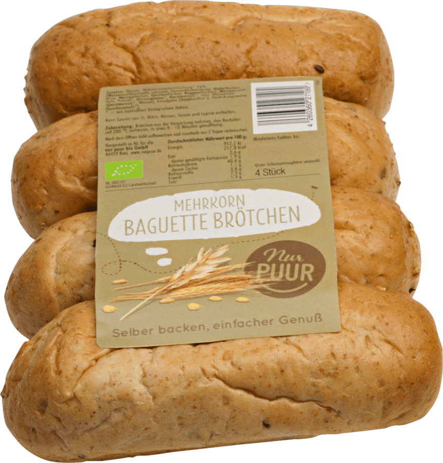 Mehrkorn Baguette Brötchen 4 Stück 300 g