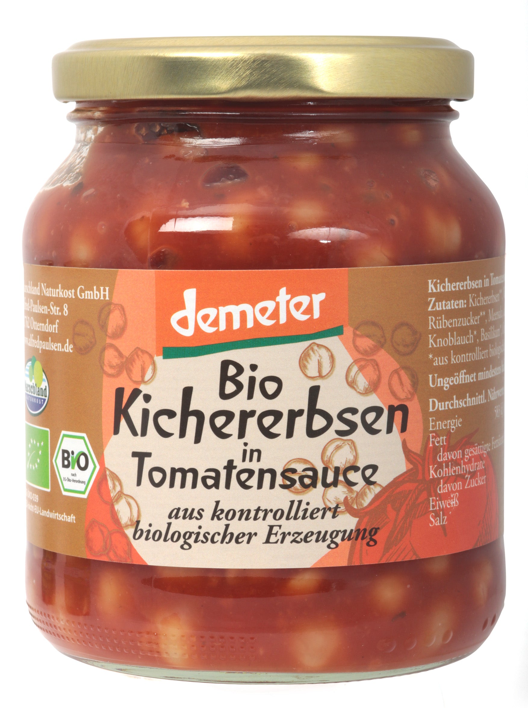 Kichererbsen in Tomatensauce demeter 370 ml